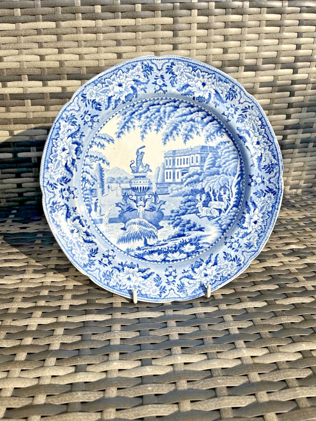 Antique C1820 Gm & Cj Mason Hercules Fountain Pattern Plate Trentham Hall Masons photo Home Decor
