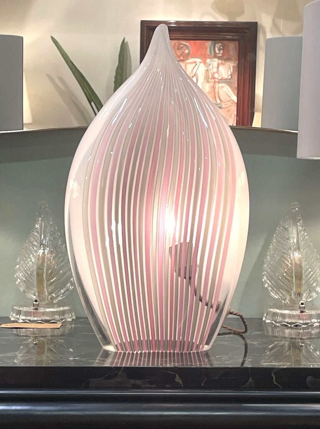photo for sale A Rare Murano Glass Tear Drop Shaped, Sculptural Lamp By Glass "Maestro" Lino Tagliapietra For La Murrina
