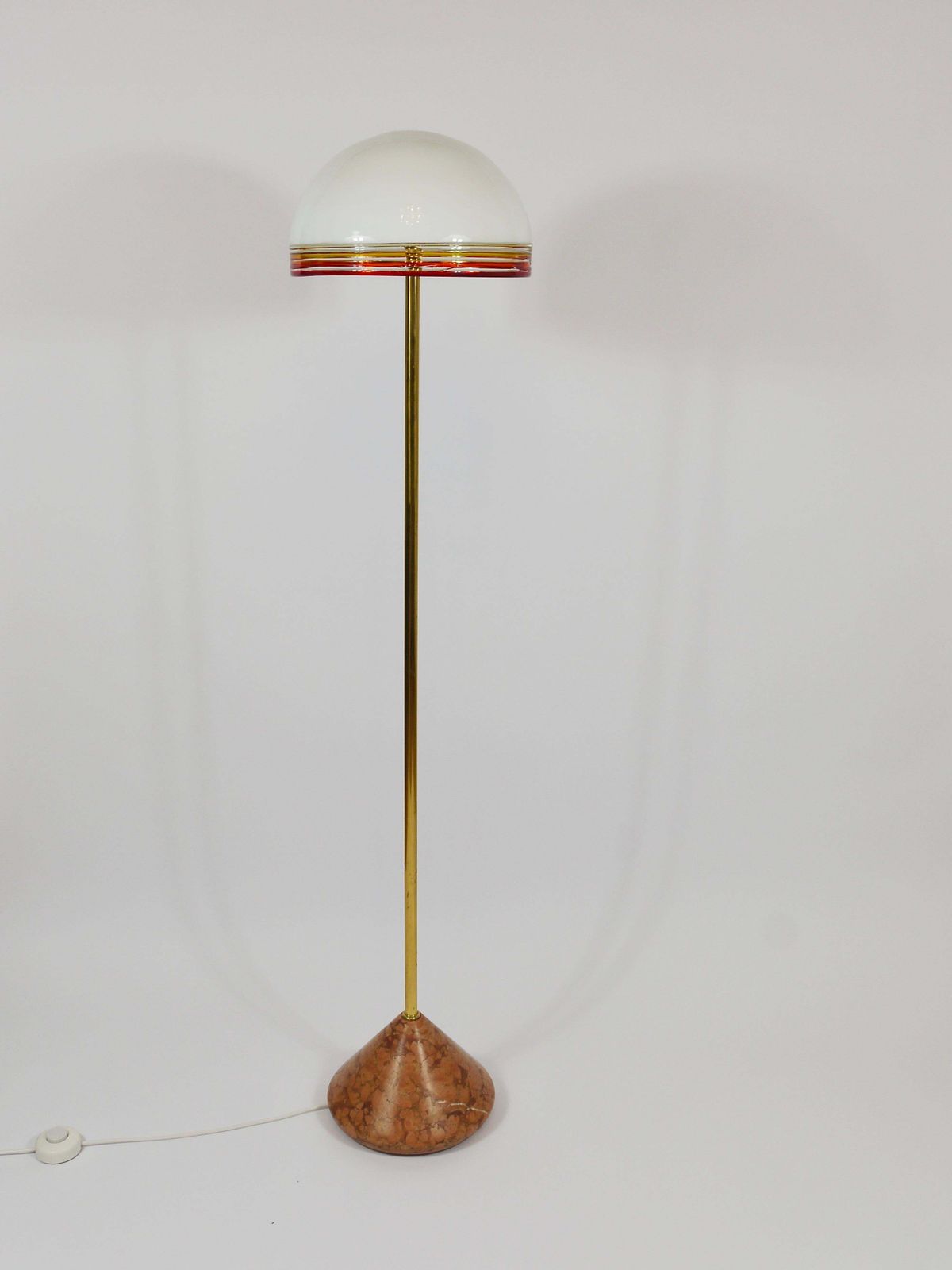 Roberto Pamio Febo Floor Lamp In Marble, Brass & Murano Glass By Leucos Italy photo vinterior