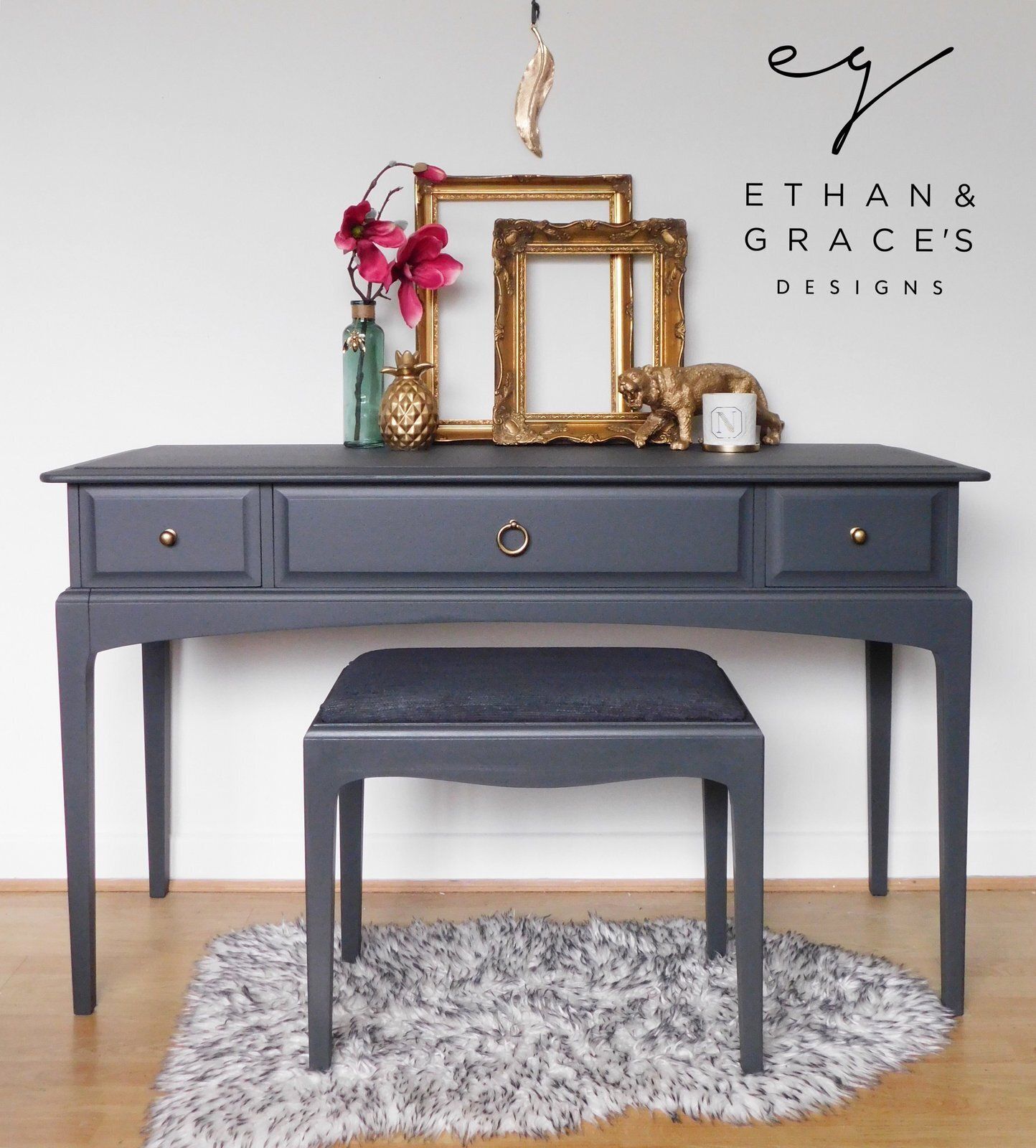 Any Colour Dark Grey Stag Dressing Table & Stool
