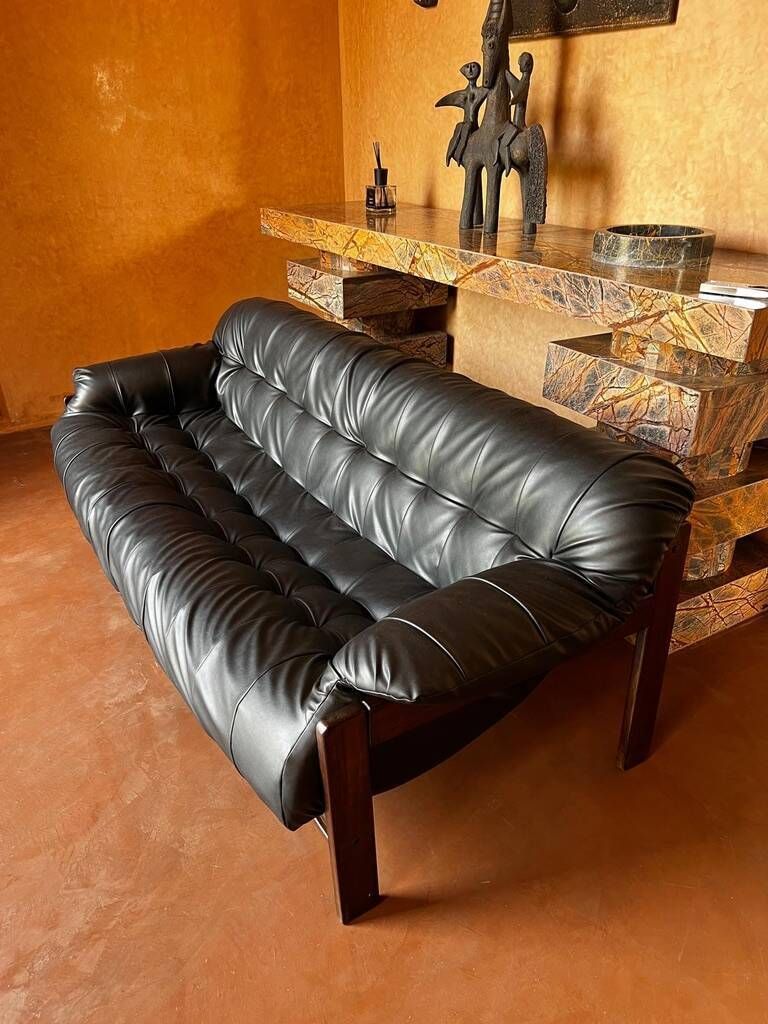 Brazilian Jacaranda And Leather Sofa By Jean Gillon For Italma 1960 photo for sale