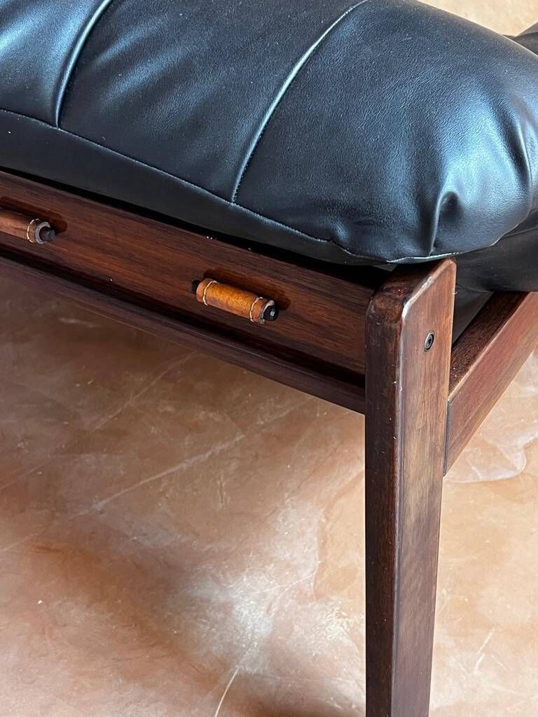 photo furniture Brazilian Jacaranda And Leather Sofa By Jean Gillon For Italma 1960
