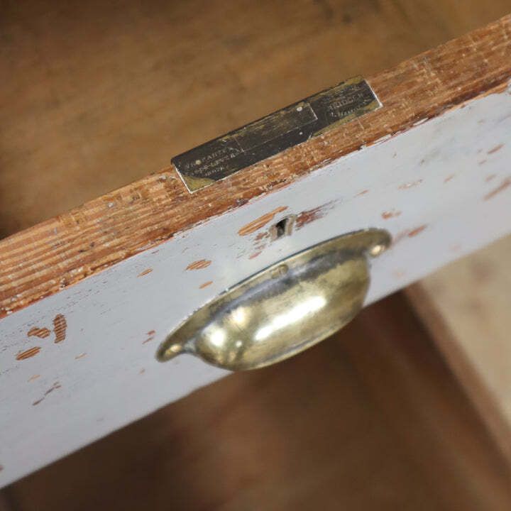 Rustic Painted Pine & Iroko Workshop Drawers 0730g photo vintage