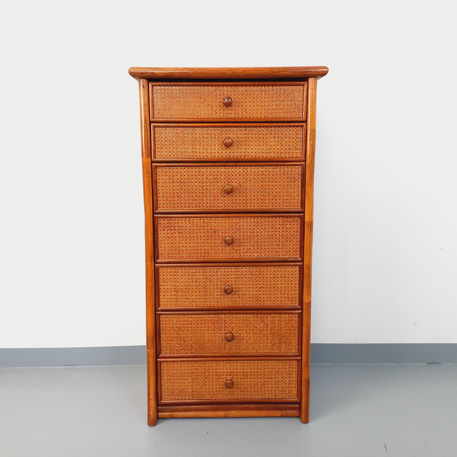 Chest Of Drawers In Wood, Rattan And Cane photo furniture