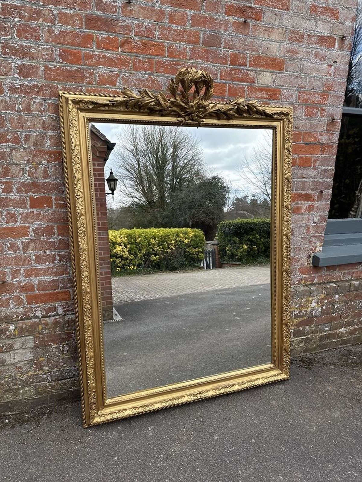 A Fabulous Large Antique 19th C Gilt Mirror.