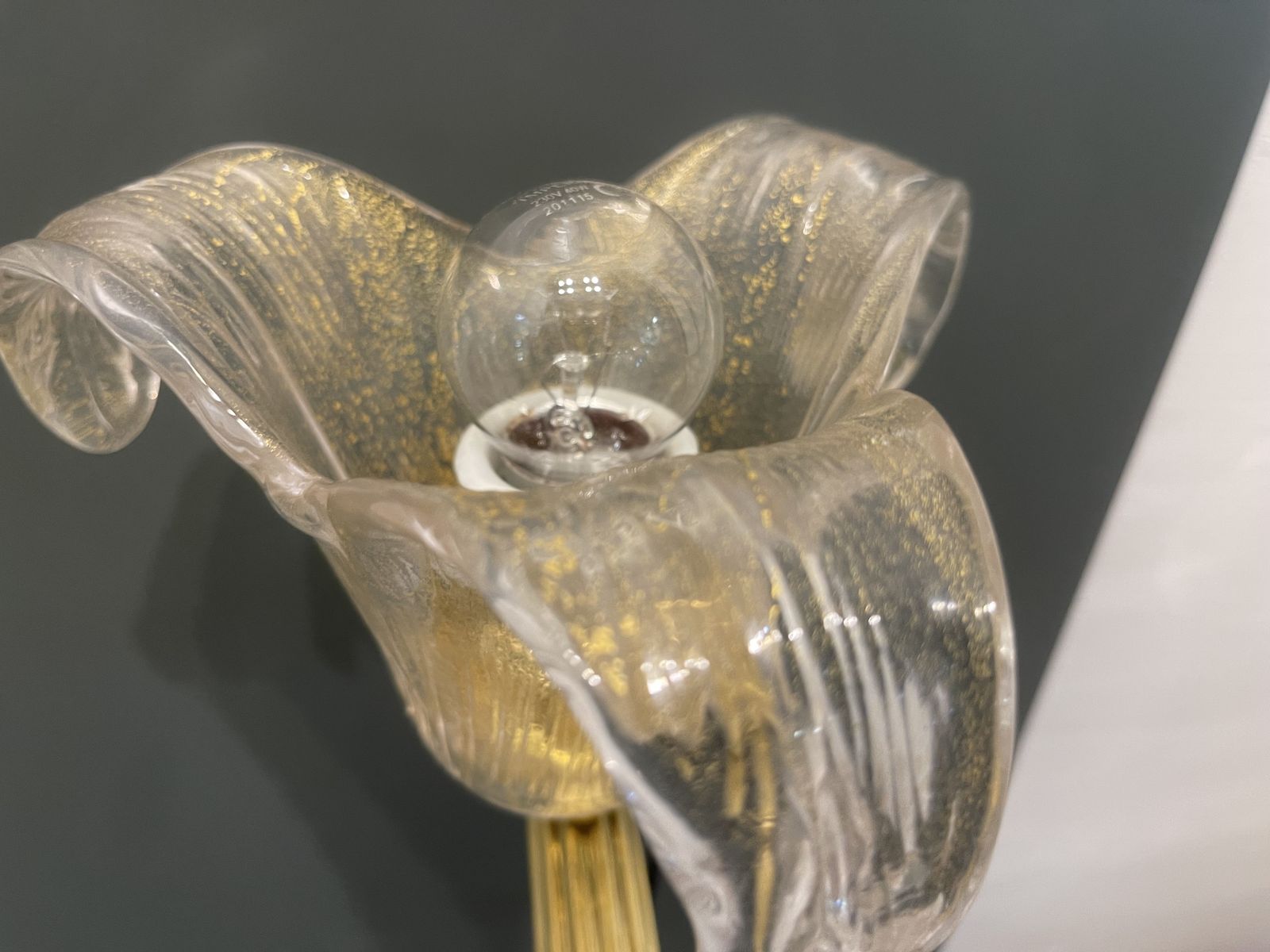 Venetian Murano Glass Brass Sconces Set Of 2 1960’s photo for sale