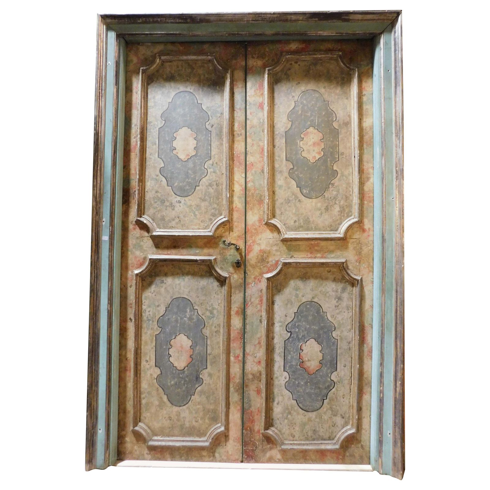 Interior Door With Two Doors, In Lacquered And Painted Wood, Italy