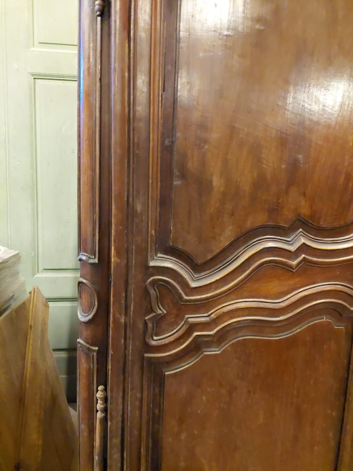 Carved Walnut Wardrobe With Two Doors And A Drawer, France photo for sale