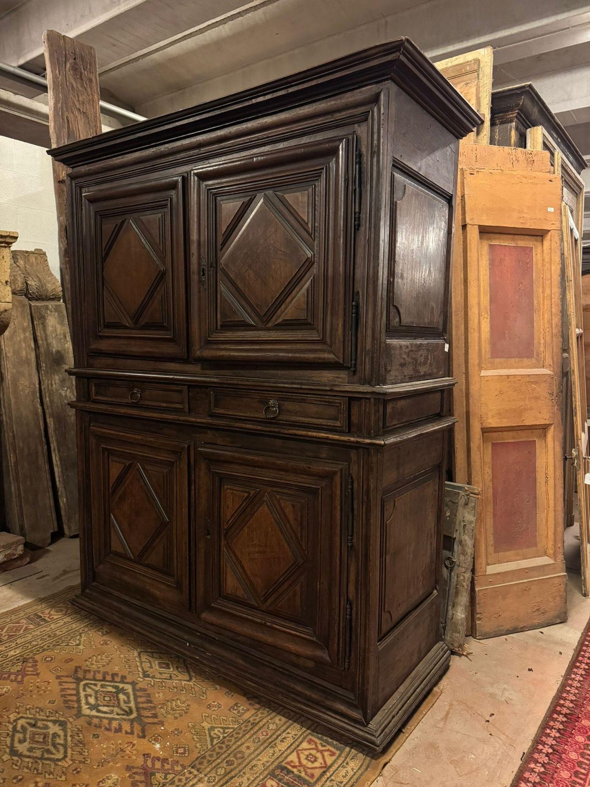 Double Body Cabinet With Four Carved Doors And Drawers, Italy photo furniture