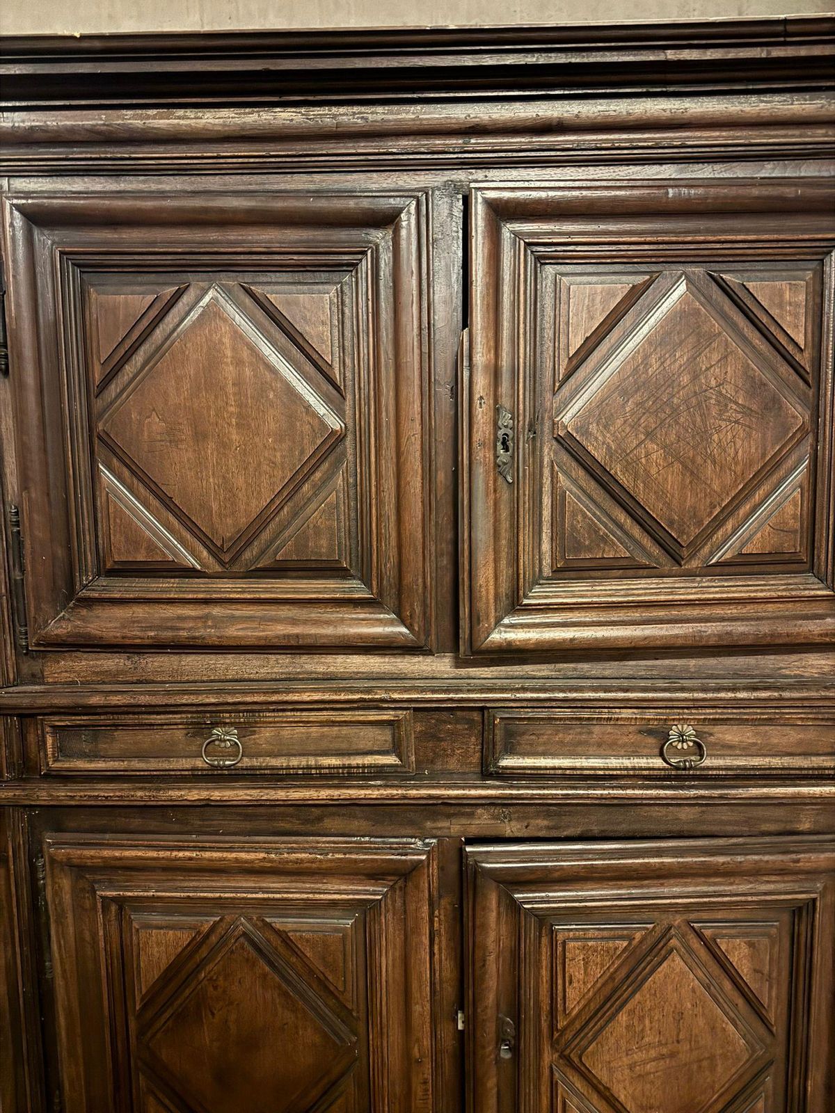 Double Body Cabinet With Four Carved Doors And Drawers, Italy photo vinterior