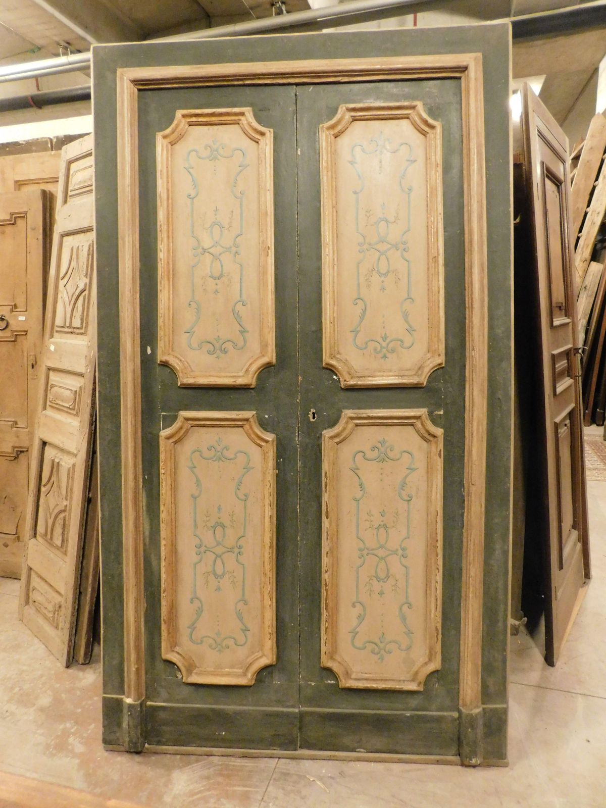 Painted Wooden Double Leaf Door With Frame, Italy photo furniture