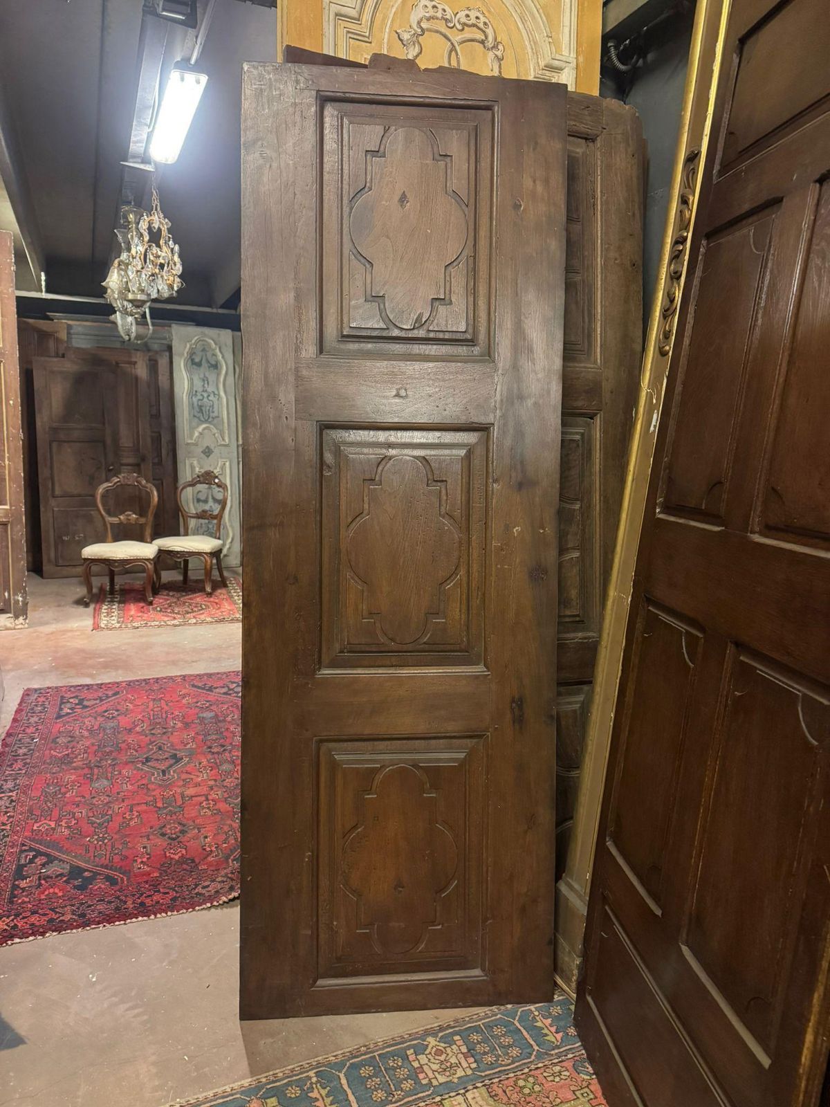 Single Leaf Interior Door, With Carved Walnut Panels, Italy photo for sale