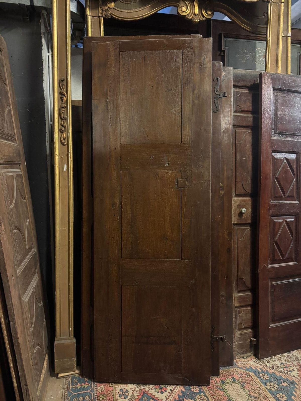 Single Leaf Interior Door, With Carved Walnut Panels, Italy photo Home Fixtures