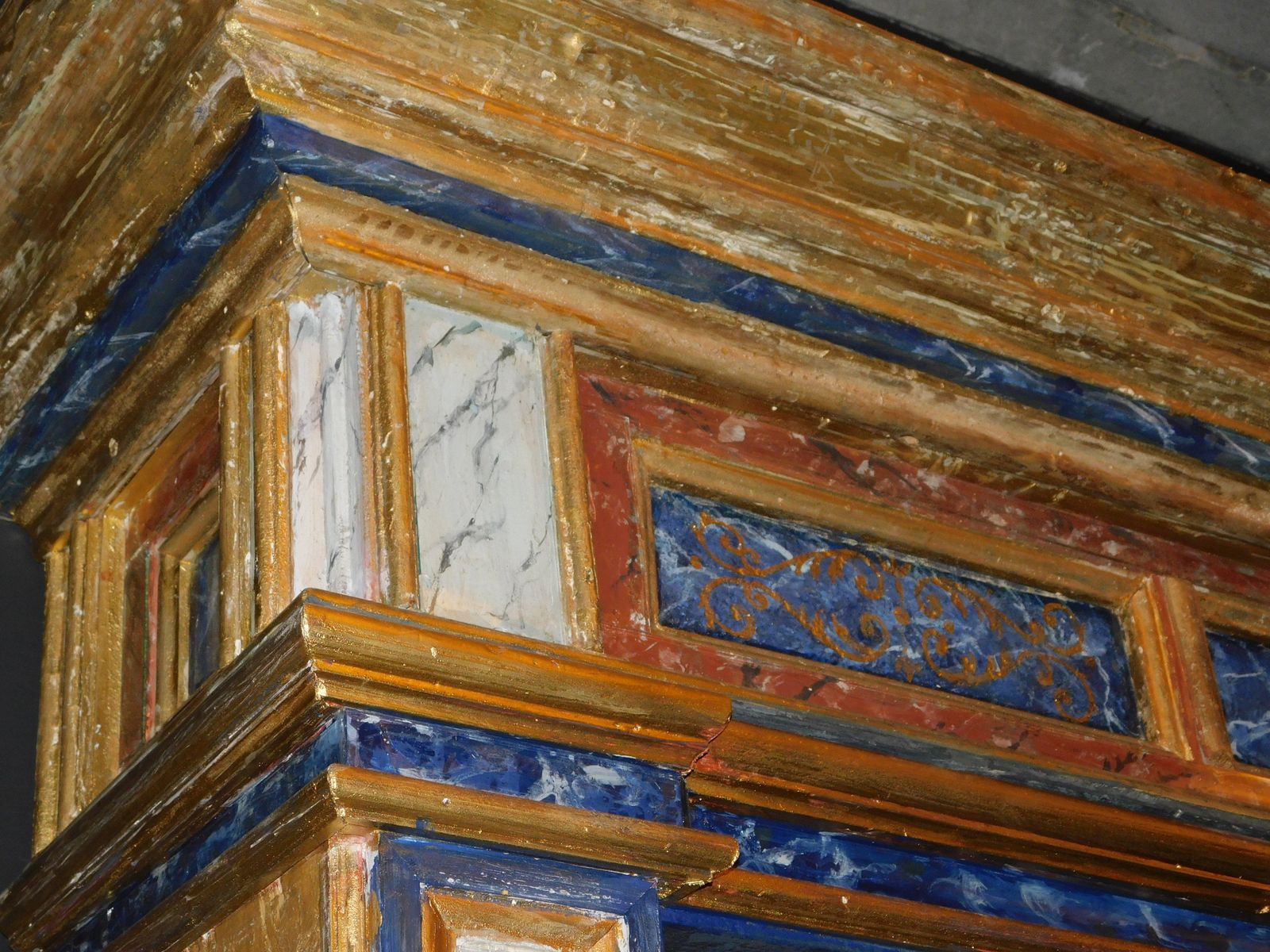 Set Of 3 Painted Wooden Bookcases Decorated With Fake Marble On Glass, Italy photo for sale