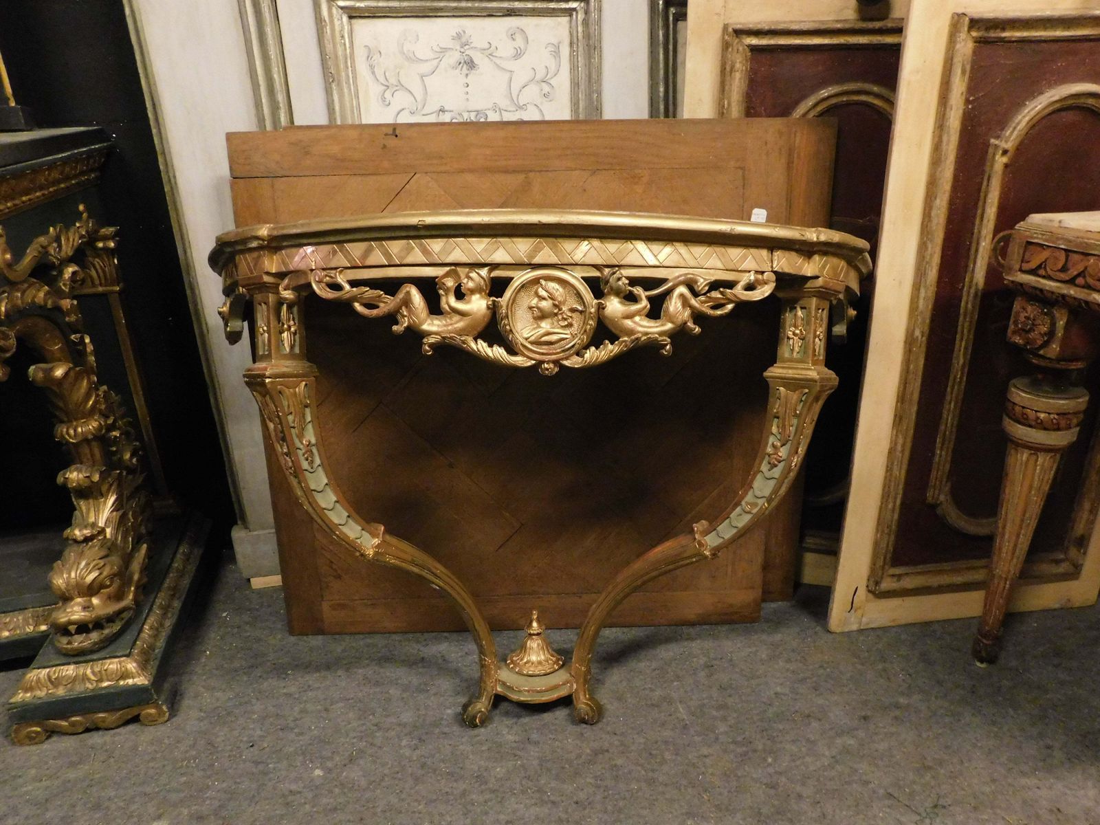 Console Table Carved In A Drop Shape In Lacquered And Gilded Wood, Italy photo furniture