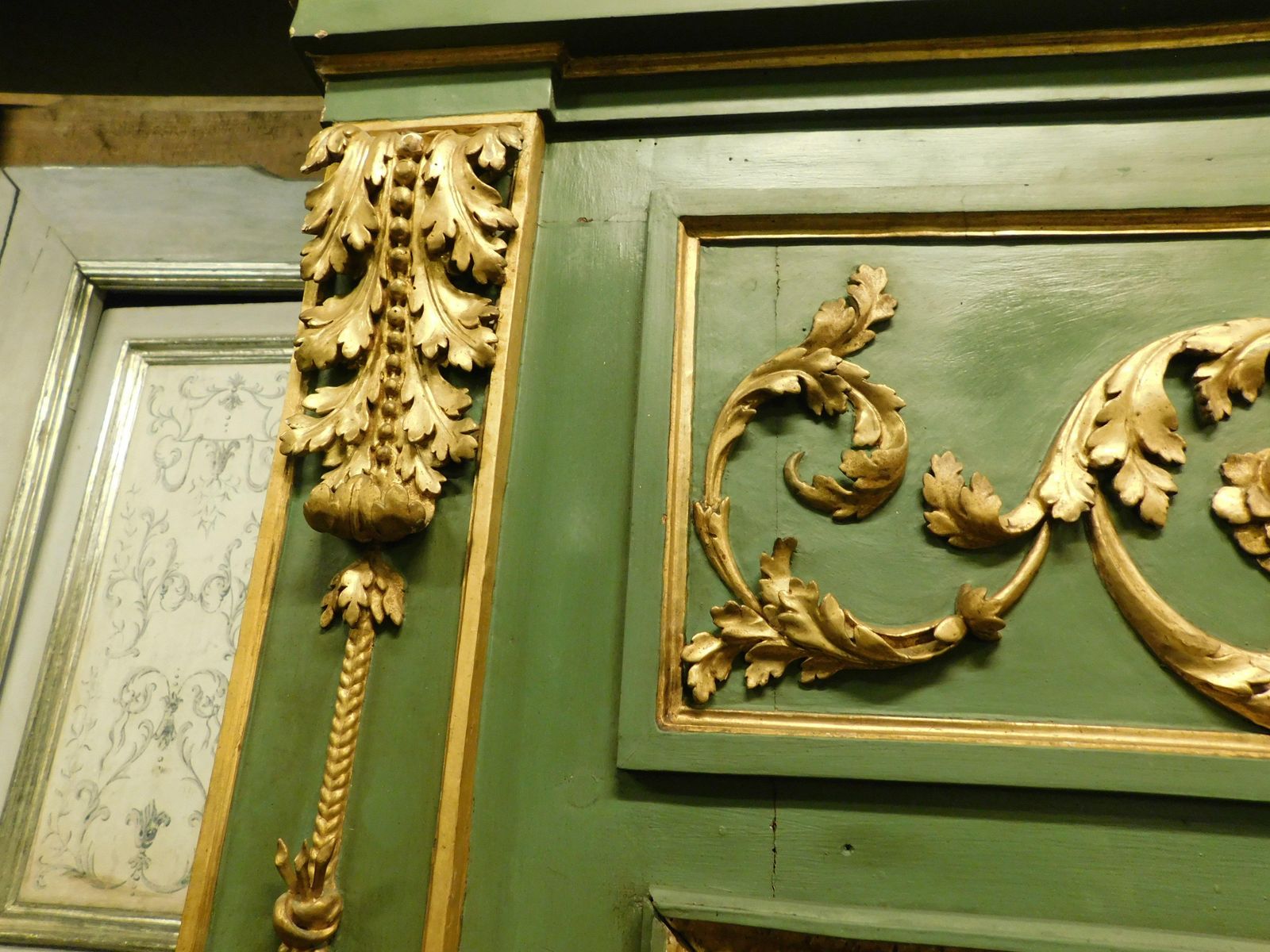 Green And Gold Lacquered Console Complete With Mirror And Table, France photo 8589.0