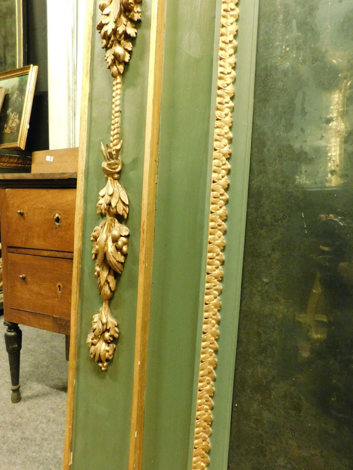Green And Gold Lacquered Console Complete With Mirror And Table, France photo buy