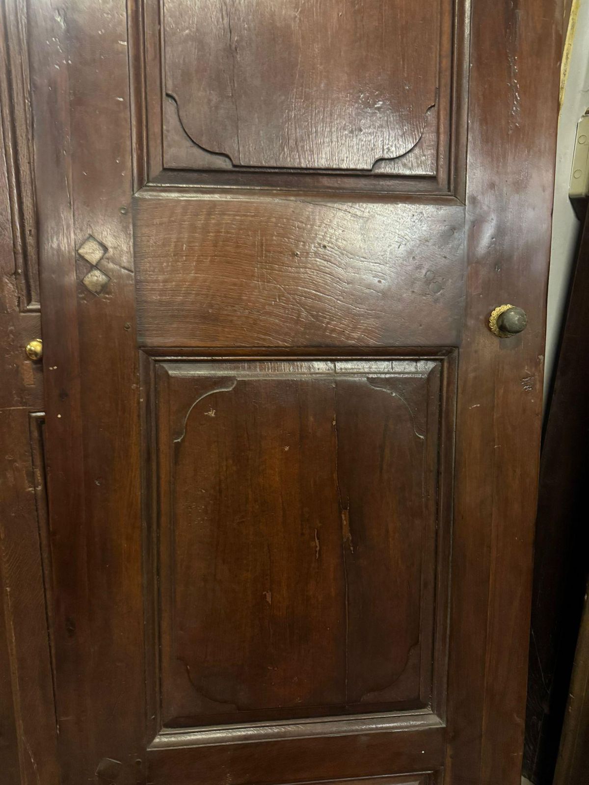 Set Of 2 Walnut Doors, One Leaf With Carved Panels, Italy photo for sale