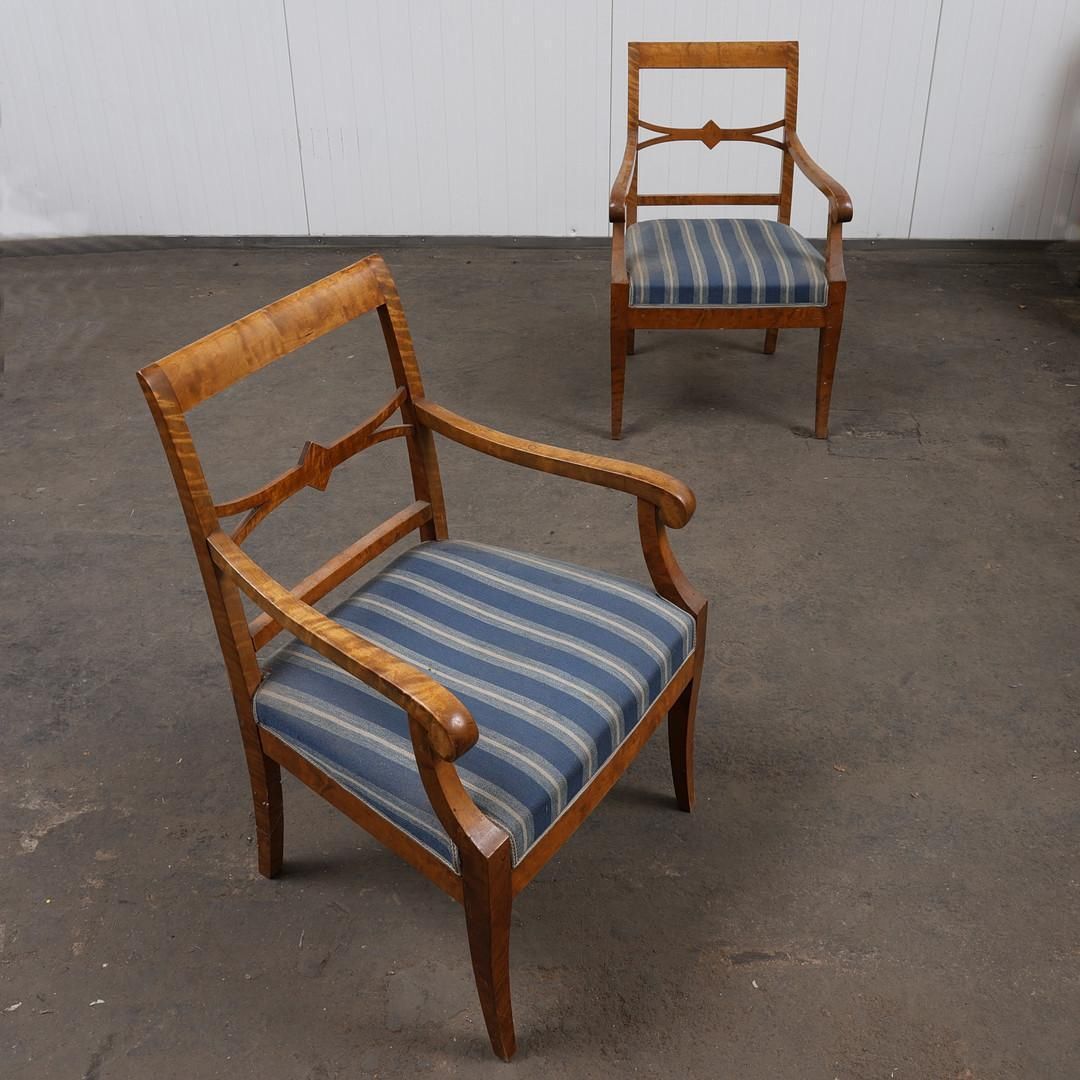 Biedermeier Carver Chairs Swedish Late 1800s Antique Quilted Golden Birch Pair Z photo Furniture