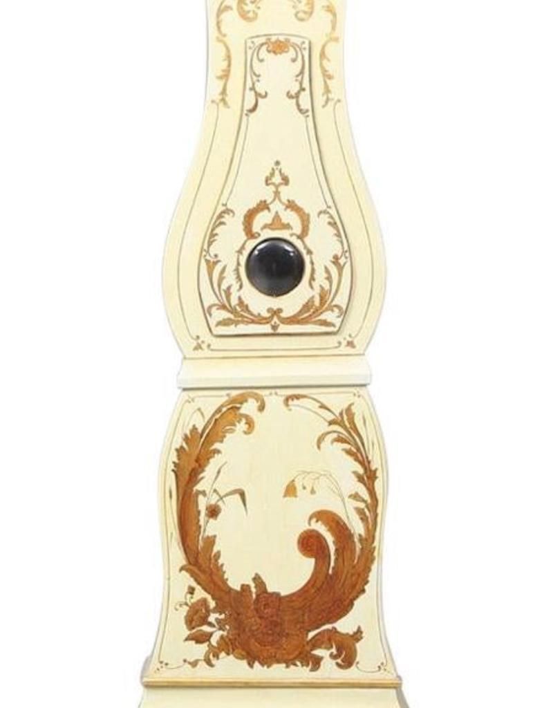 1818 Swedish Mora Clock Off White Bronze Early 1800s Antique Hand Painted A photo furniture