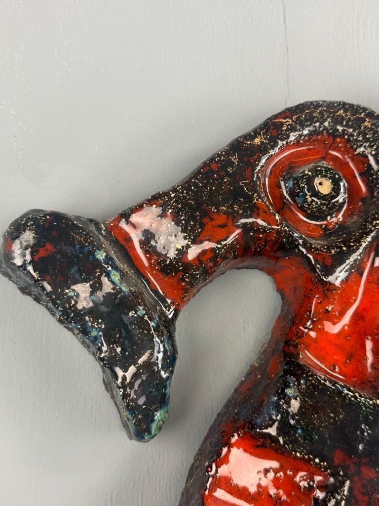 Brutalist Big Seahorse Ceramic Wall Decoration  Piet Lemahieu, Belgium    1960 photo 837.0