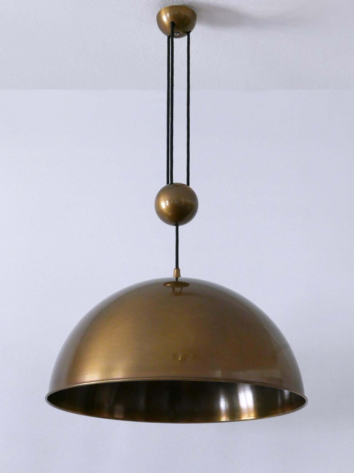 Large & Elegant Mid Century Counterweight Brass Pendant Lamp By Florian Schulz photo furniture