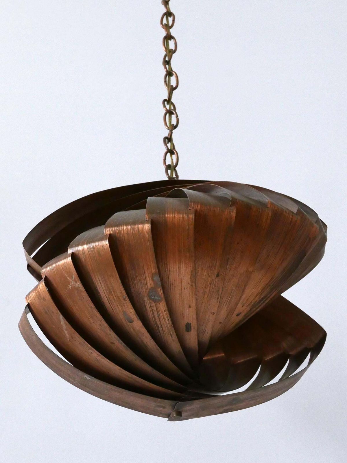 Unique Copper Pendant Lamp 'Konkylie' By Louis Weisdorf For Lyfa Denmark 1960s photo Lighting