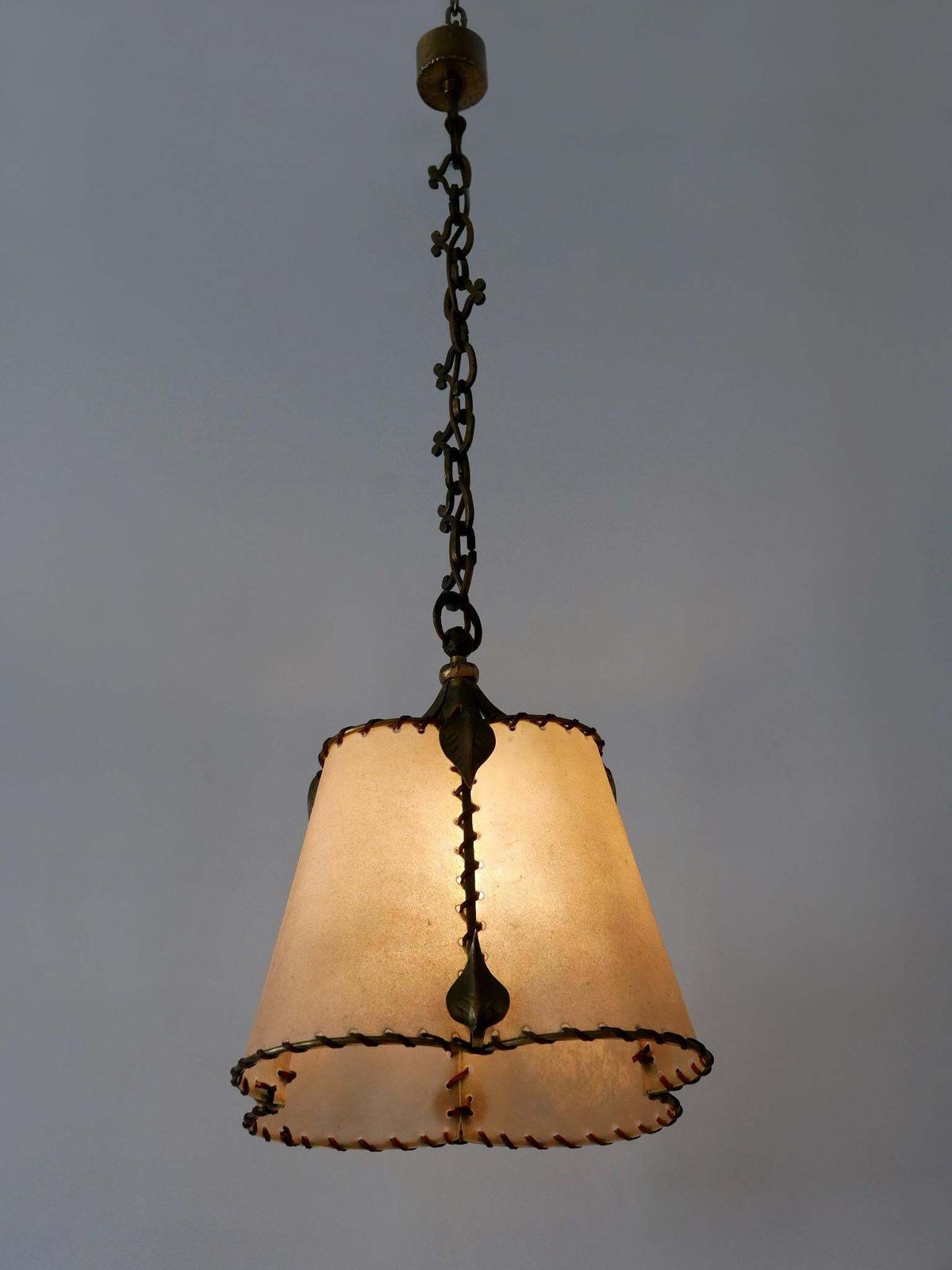 Amazing Mid Century Modern Brass & Parchment Pendant Lamp Germany 1960s photo buy