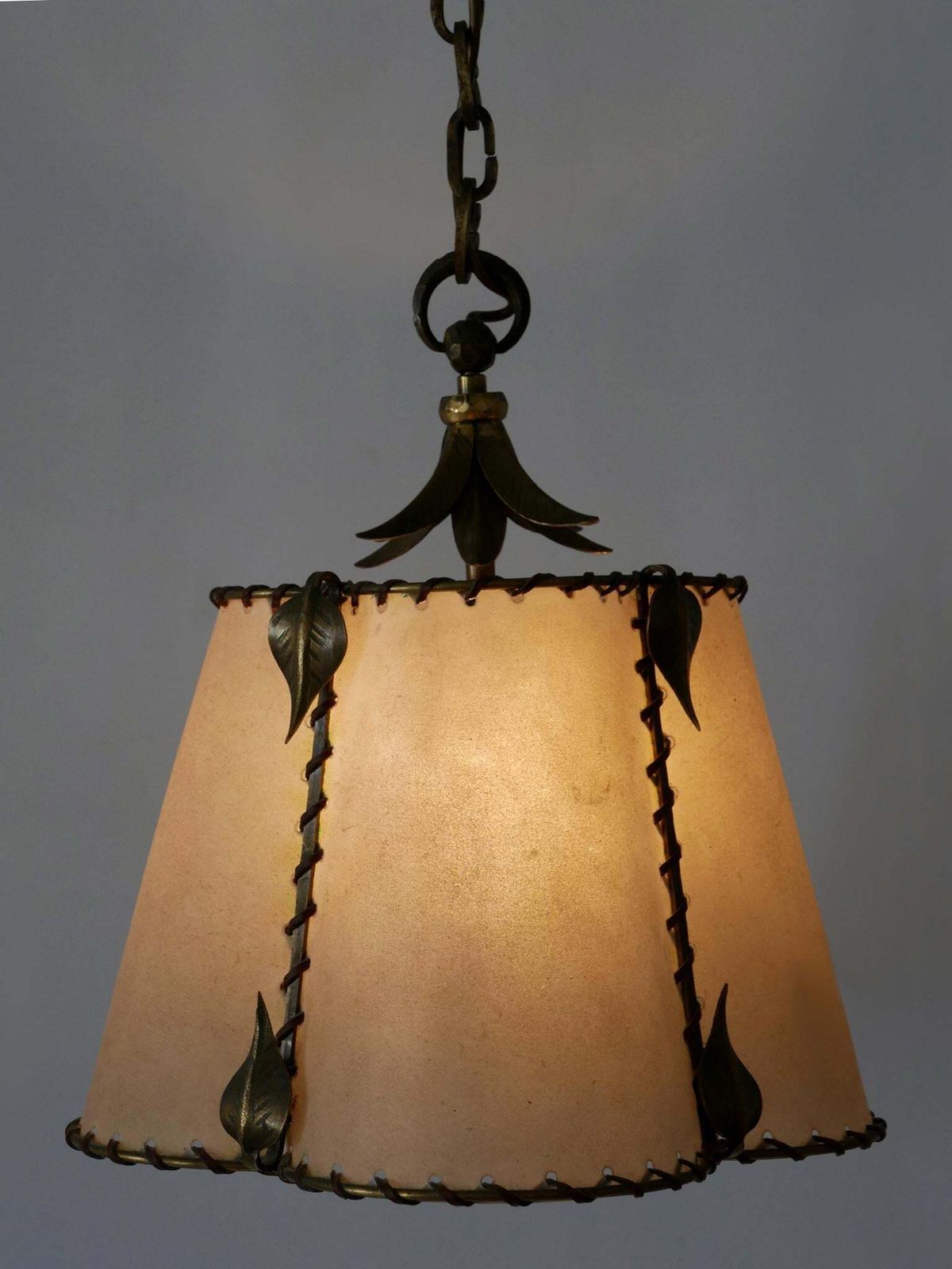 photo vintage Amazing Mid Century Modern Brass & Parchment Pendant Lamp Germany 1960s