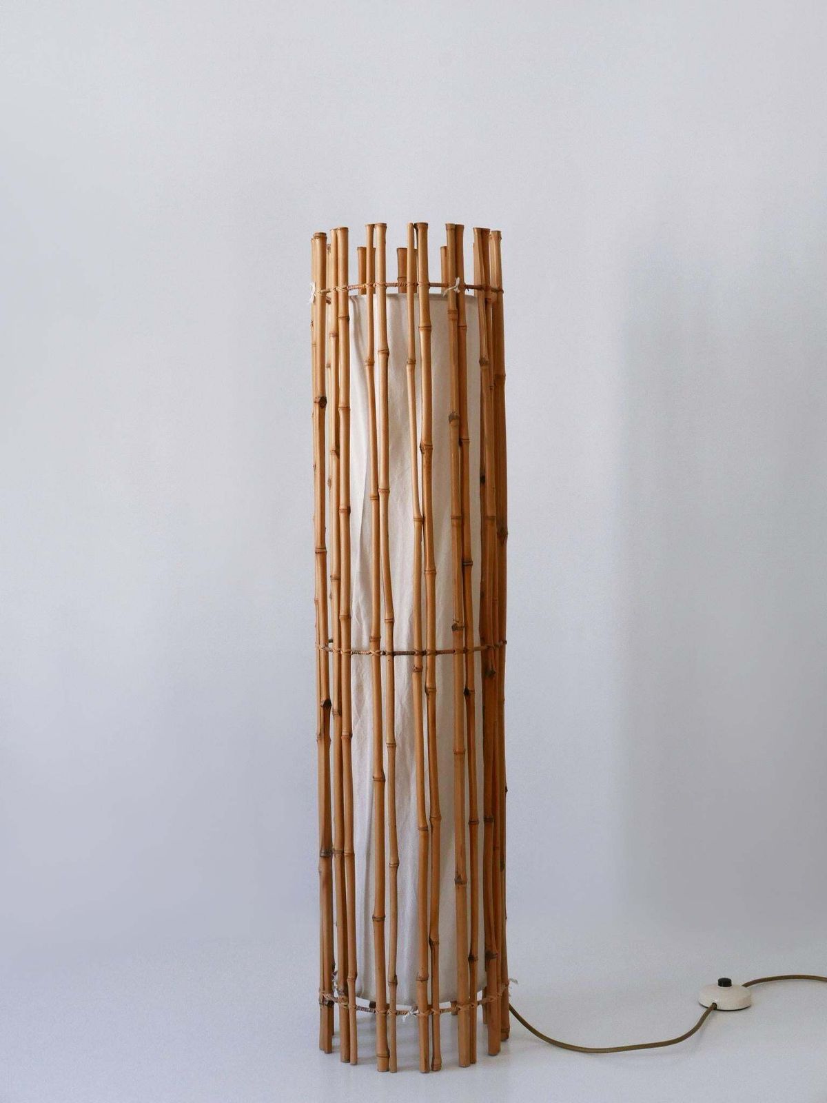 Elegant Mid Century Modern Bamboo Floor Lamp By Louis Sognot France 1960s photo furniture