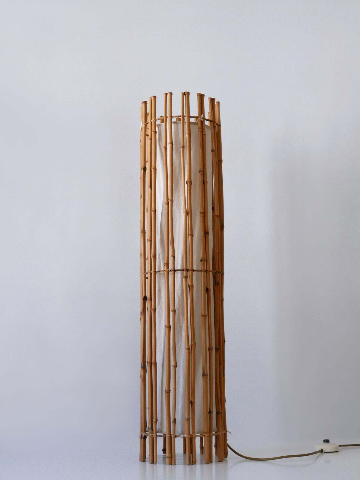 2147.0 Elegant Mid Century Modern Bamboo Floor Lamp By Louis Sognot France 1960s photo