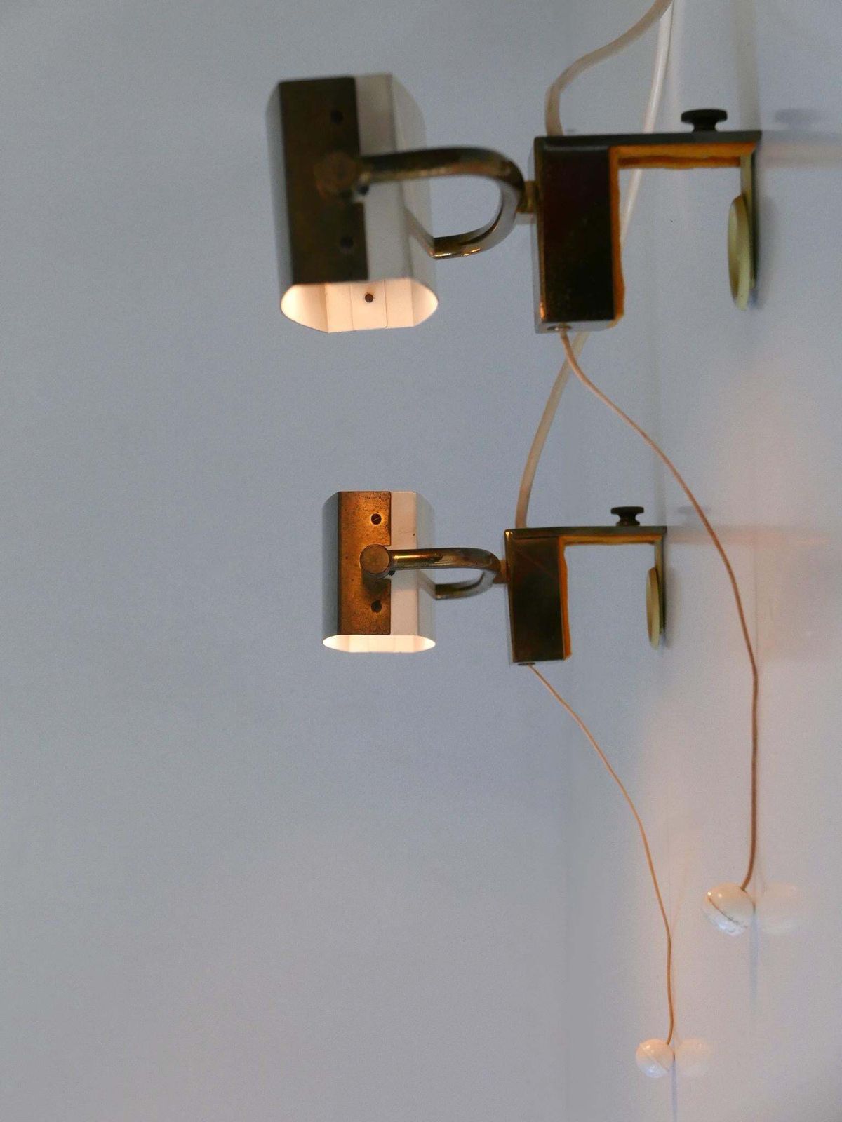 photo vinterior Set Of Two Elegant Mid Century Bed Clamp Sconces By Paul Neuhaus Germany 1950s