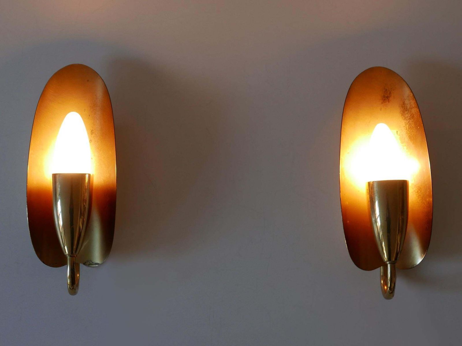 Set Of Two Lovely Mid Century Modern Brass Sconces Or Wall Lamps Germany 1950s photo furniture