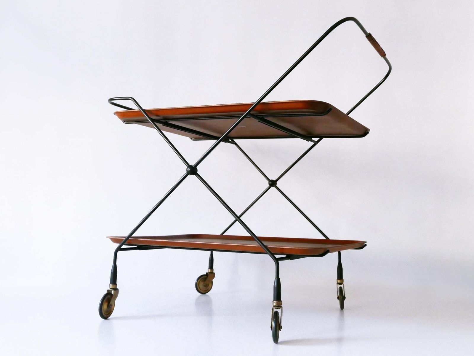 Furniture Mid Century Folding Bar Cart Or Trolly By Paul Nagel For Jie Gantofta Sweden photo
