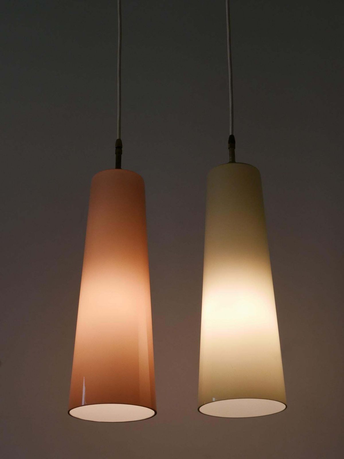 photo vinterior Set Of Two Elegant Mid Century Murano Glass Pendant Lamps By Vistosi Italy 1950s