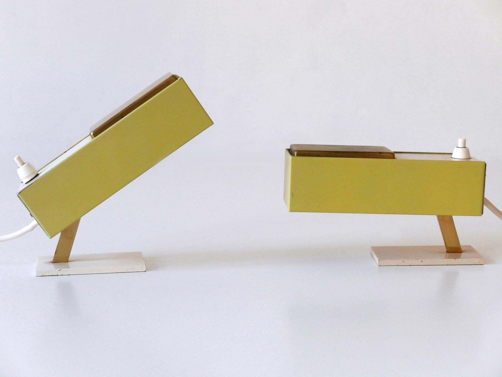 Set Of Two Rare & Lovely Mid Century Modern Bedside Table Lamps Germany 1950s photo furniture