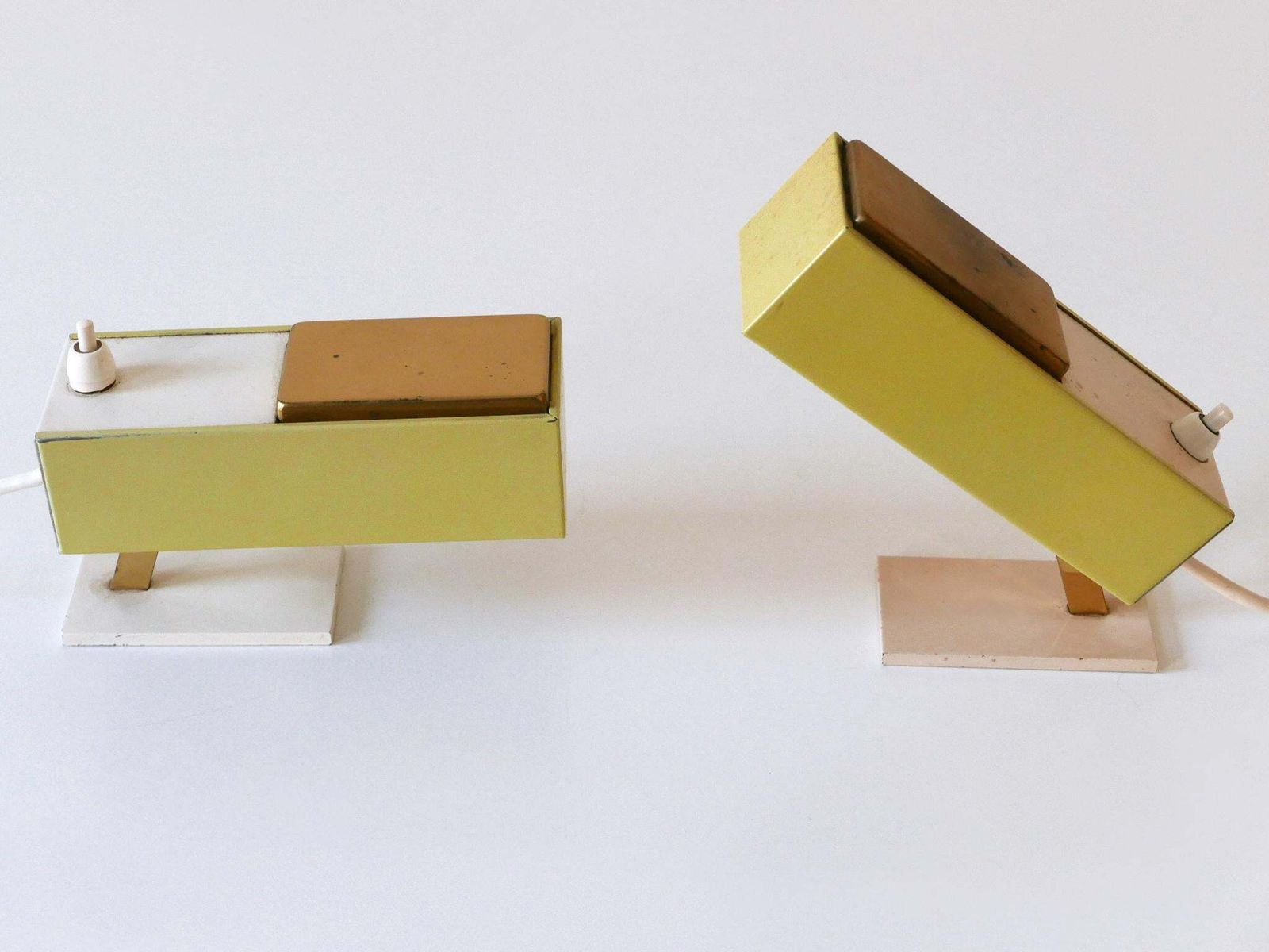 1546.0 Set Of Two Rare & Lovely Mid Century Modern Bedside Table Lamps Germany 1950s photo