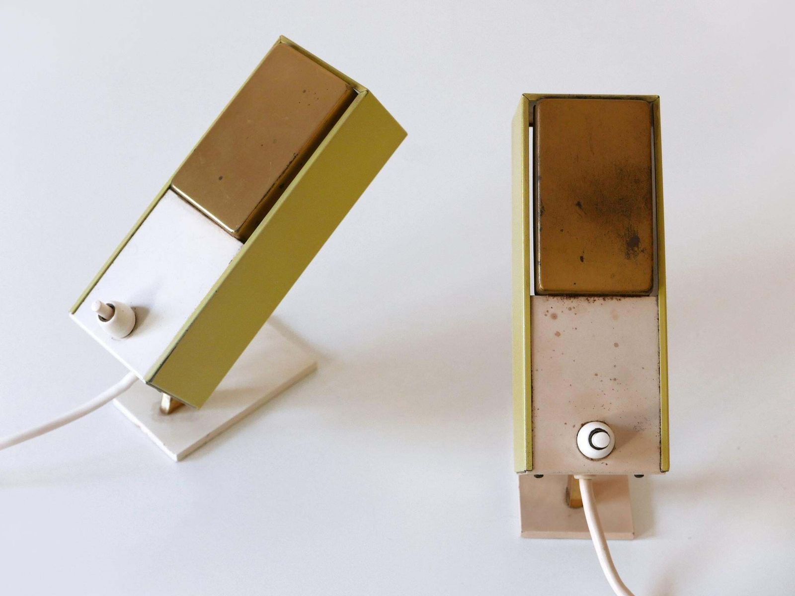 photo vinterior Set Of Two Rare & Lovely Mid Century Modern Bedside Table Lamps Germany 1950s