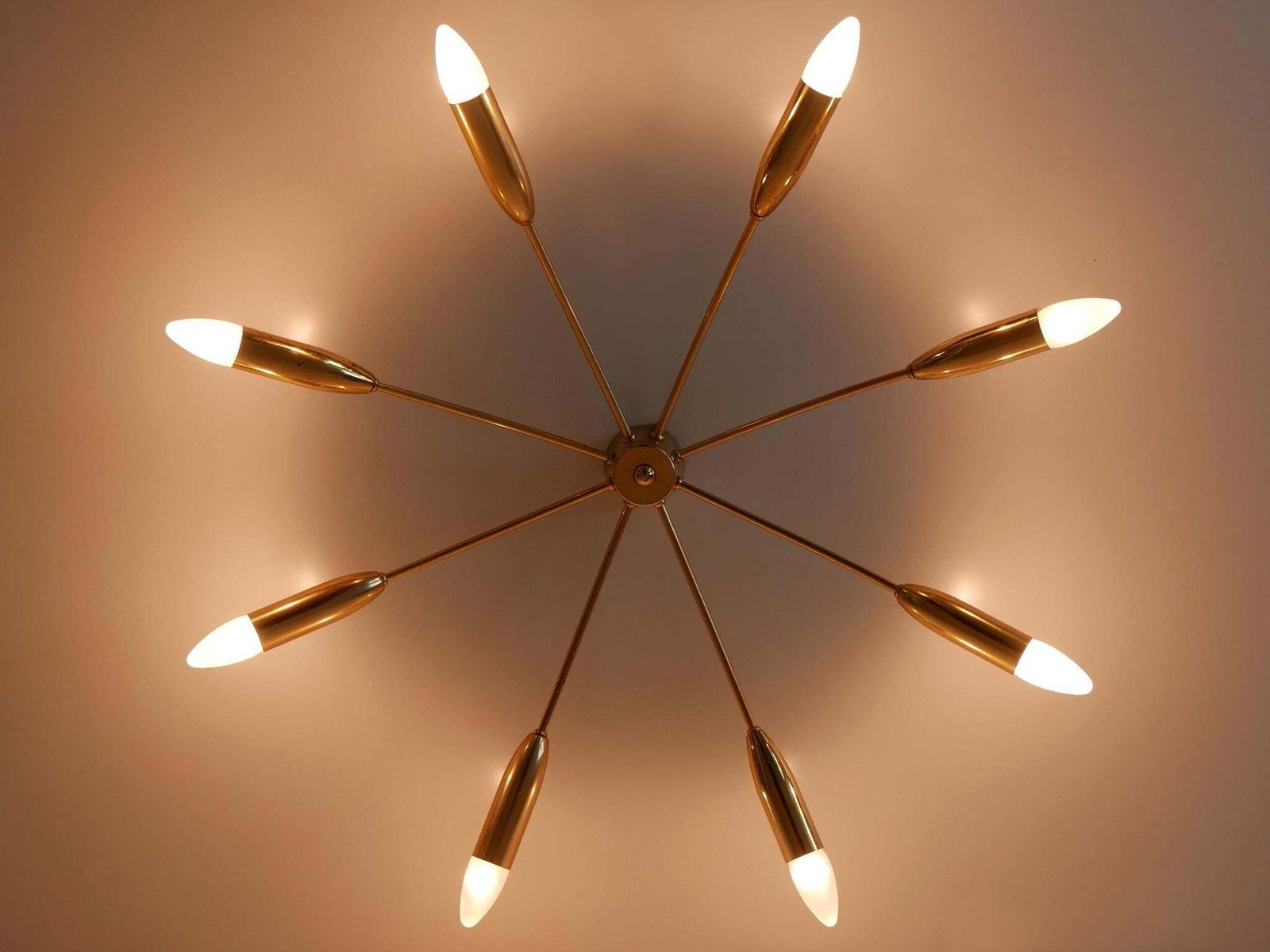 Large Eight Armed Mid Century Sputnik Chandelier Or Ceiling Light Germany 1970s photo Lighting