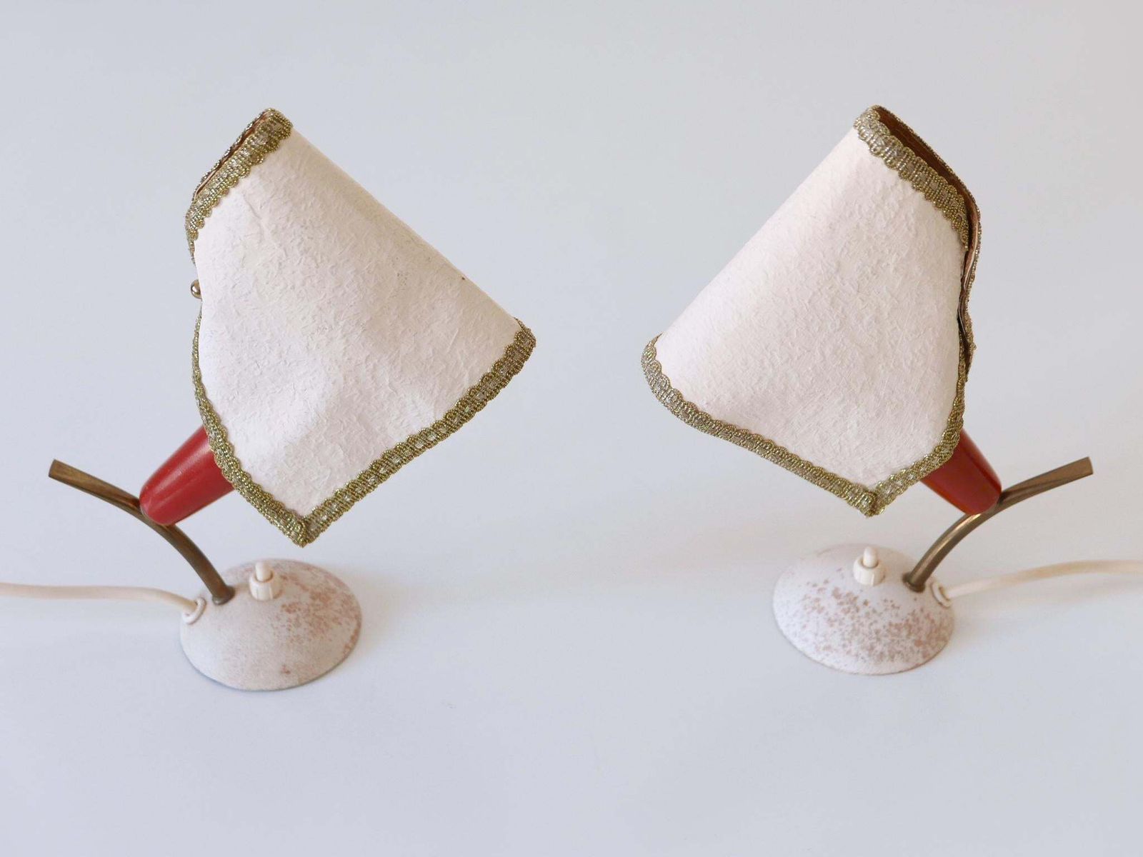 Set Of Two Rare & Lovely Mid Century Modern Bedside Table Lamps Germany 1950s photo vinterior