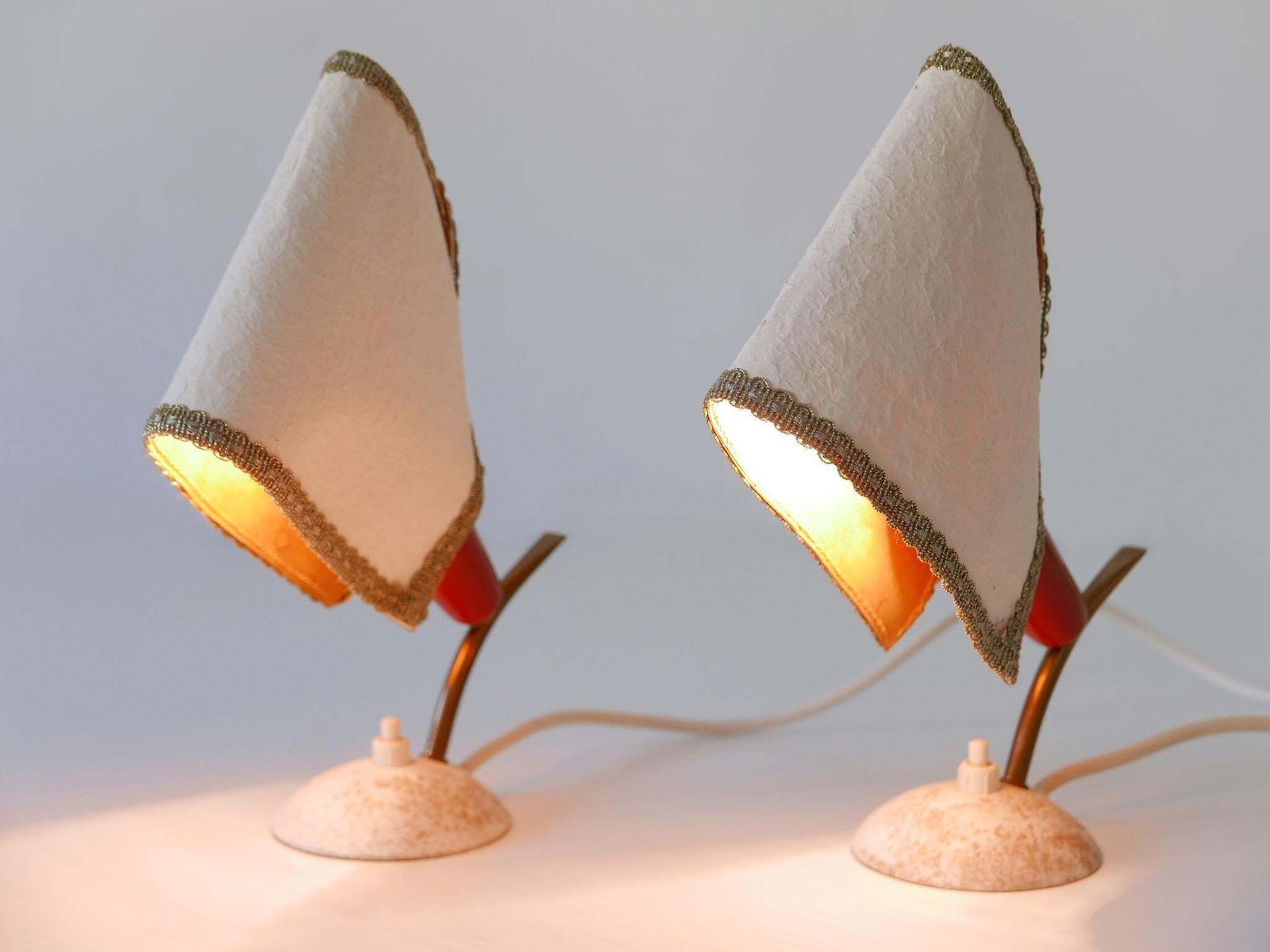 photo vinterior Set Of Two Rare & Lovely Mid Century Modern Bedside Table Lamps Germany 1950s