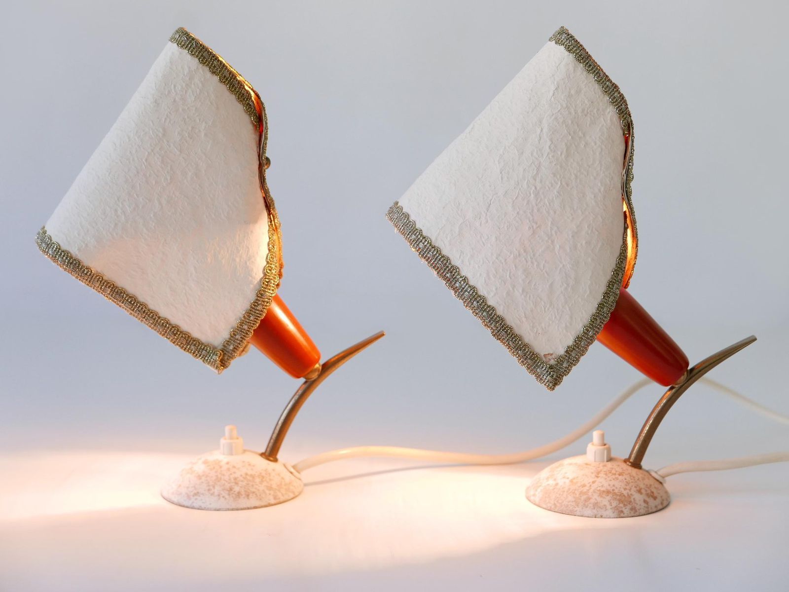 photo buy Set Of Two Rare & Lovely Mid Century Modern Bedside Table Lamps Germany 1950s