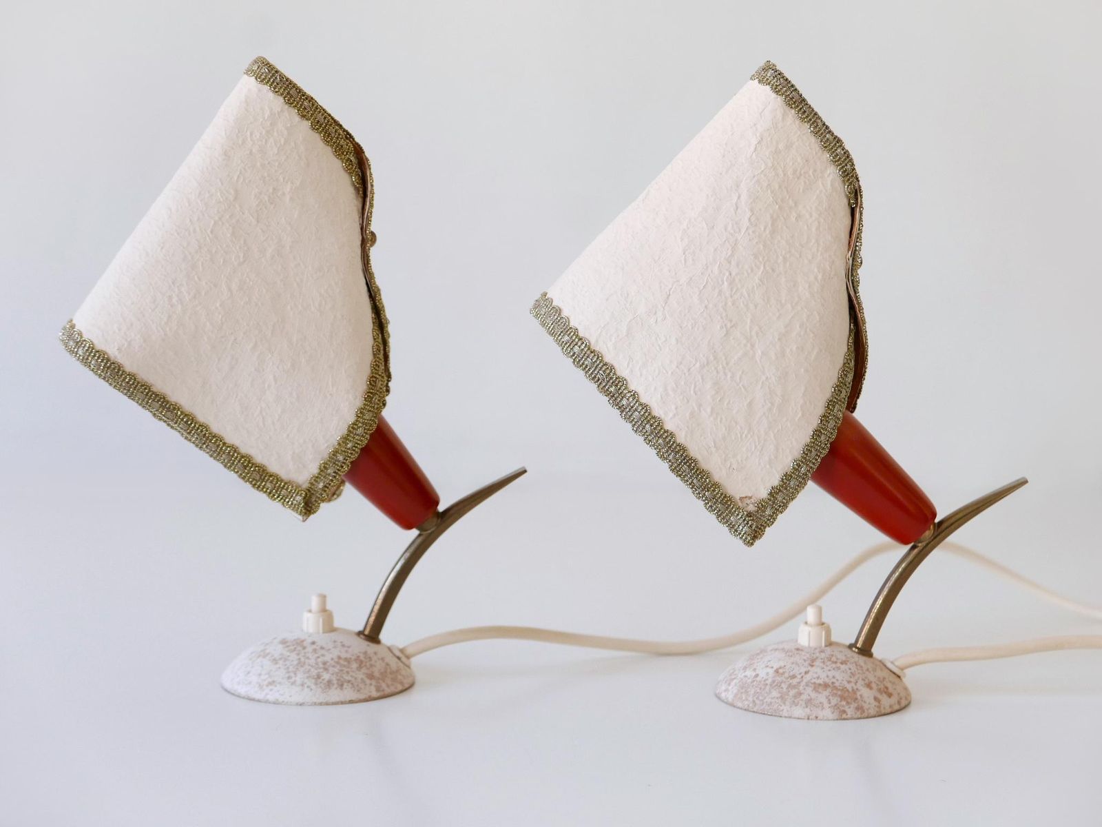 photo vintage Set Of Two Rare & Lovely Mid Century Modern Bedside Table Lamps Germany 1950s