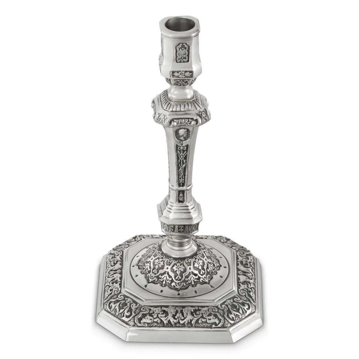 Pair Of Silver Plated Candlesticks, Regency Style, Contemporary Work. photo for sale
