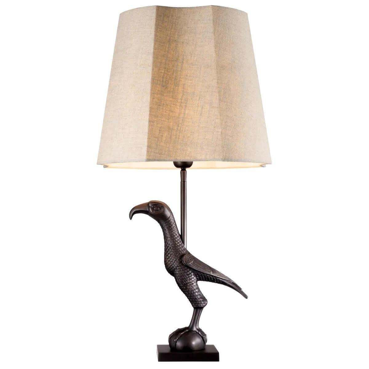 Pair Of Patinated Bronze Table Lamps Representing A Falcon. photo furniture