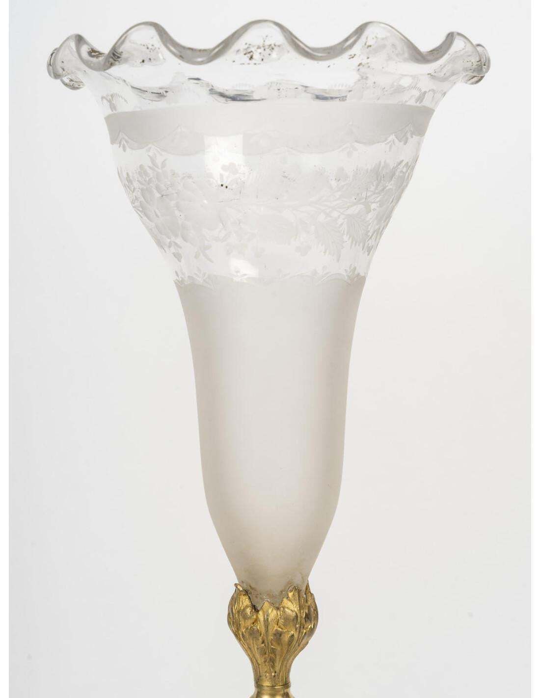 A Pair Of Gilt Bronze And Crystal Cornet Vases, 19th Century. photo 2983.0