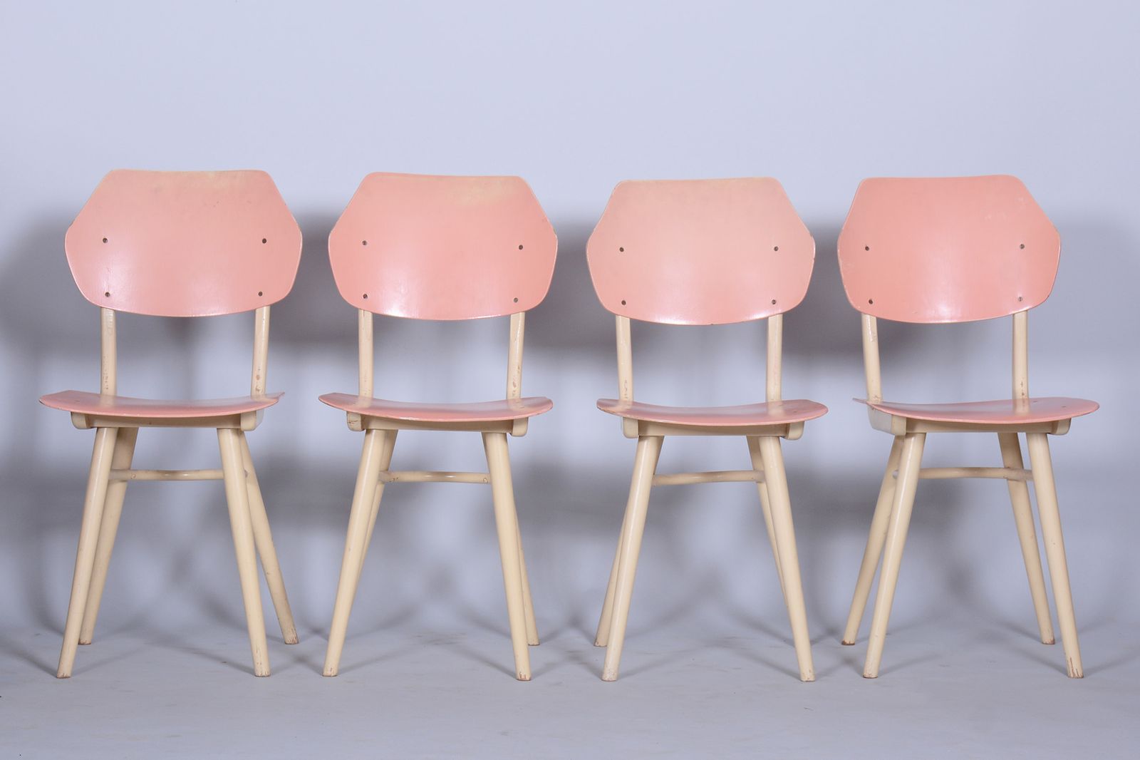 Set Of Four Original Mid Century Chairs, By Jitona Sobeslav, Beech, Czech, 1950s photo for sale