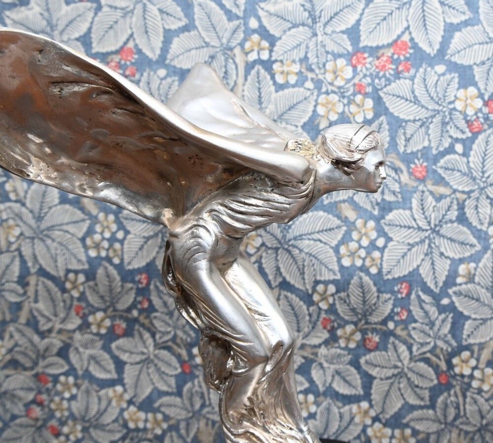 photo for sale Art Nouveau Silver Spirit Bronze Statue Flying Lady