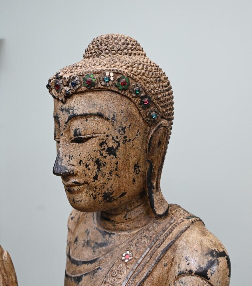 Standing Carved Burmese Buddha Statue Buddhism Buddhist Art photo 980.0