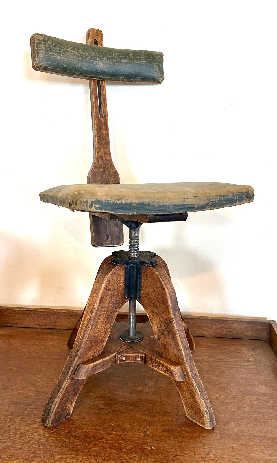 Antique Glenister Swivel Office Chair Wooden Desk Architect Draughtsman's Factory Metal Vintage Retro Industrial Machinist photo Furniture